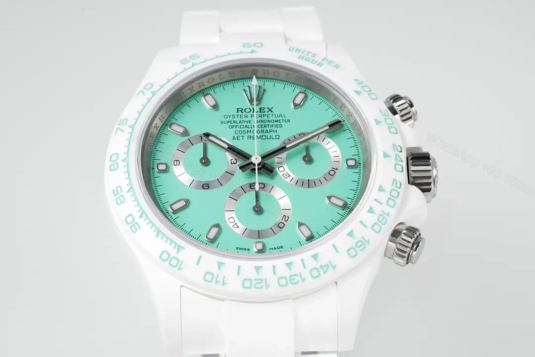 View 3 of Brilliant tiffany ceramic daytona replica 40MM White Ceramic Edition RG-ZF-DAYTONA-TIFFANY-CERAMIC