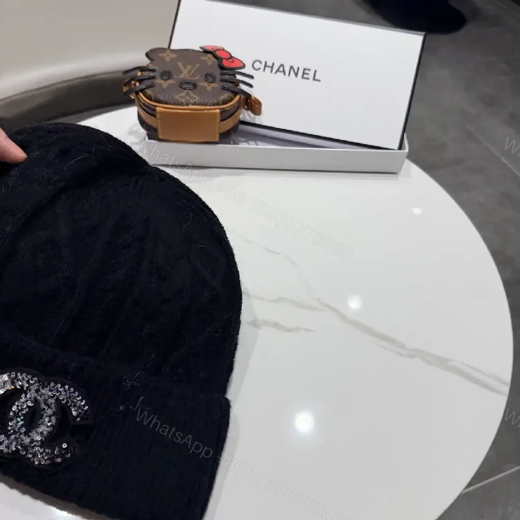 View 8 of Black Knit Beanie with Subtle Crest – Lux, All-Season Comfort
