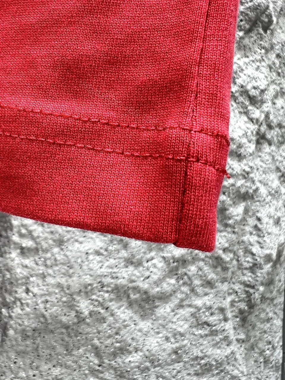 View 8 of Bold Red Jersey Tee: Subtle Logo, Casual Luxe Top