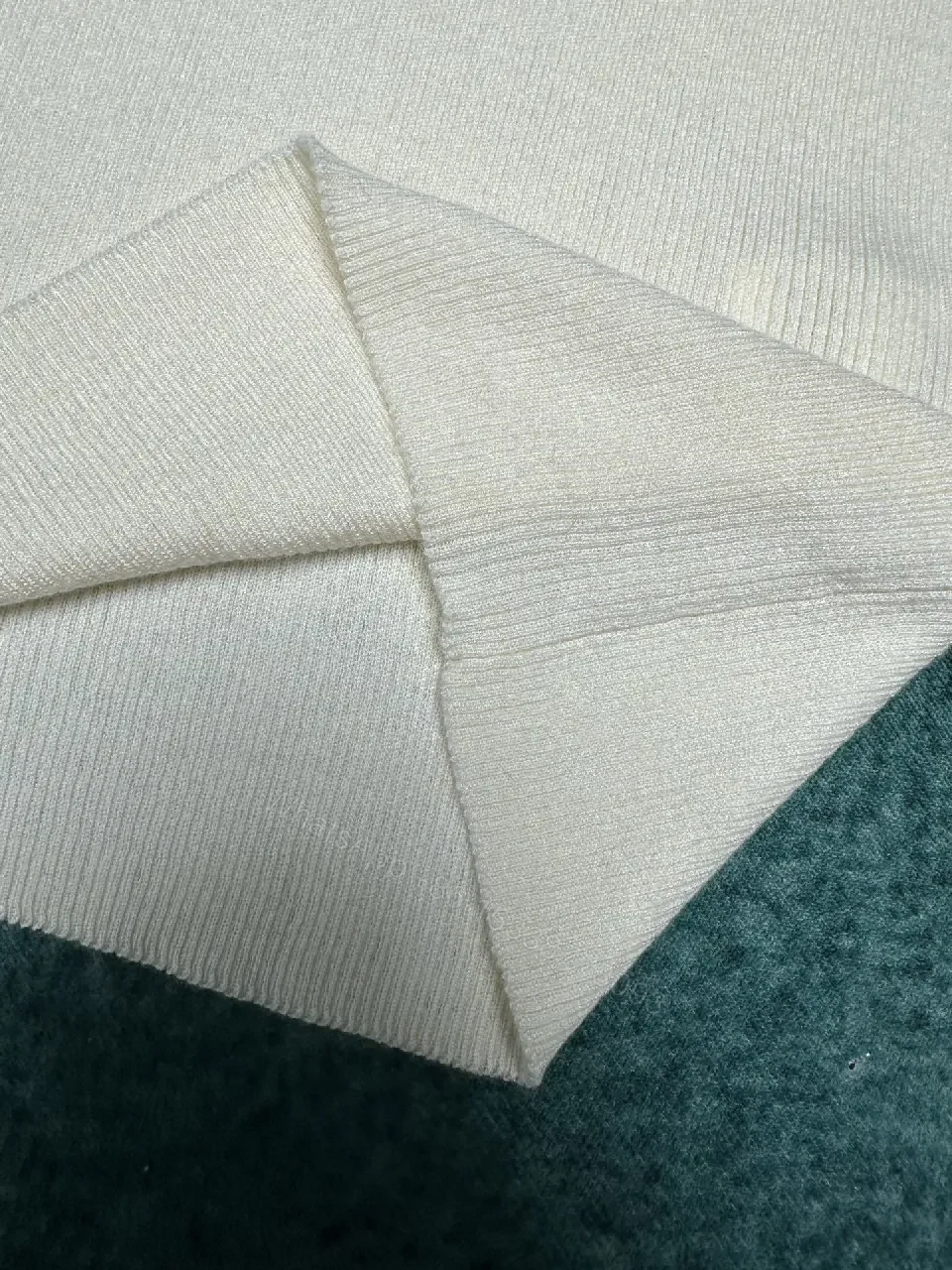 View 3 of Ivory Knit Crewneck Sweater, Subtle Logo, Premium Texture
