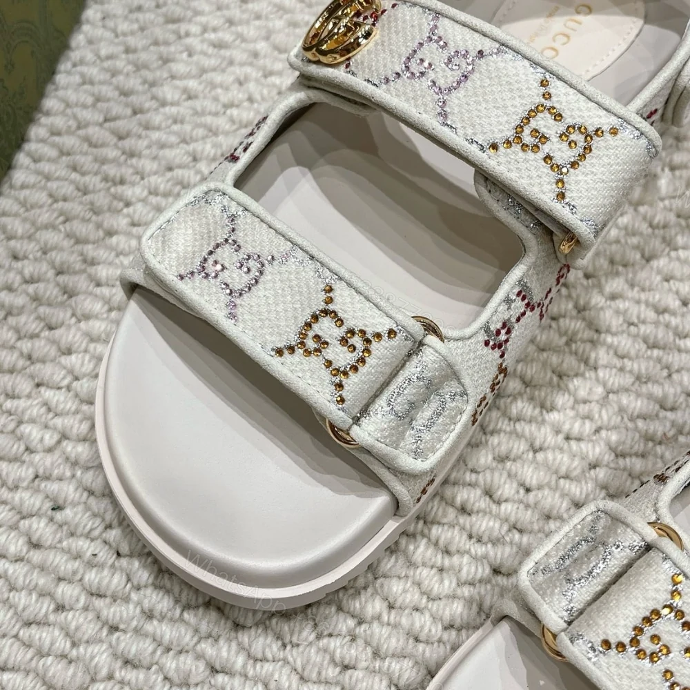 View 7 of GUCCI MORITZ GG MONOGRAM SANDALS BEIGE EBONY 771575 G1730 9755