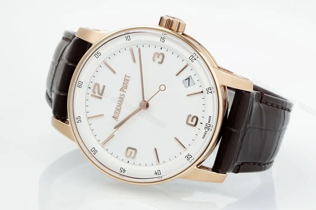 View 5 of 8F Factory Audemars Piguet CODE 11.59 Blue Dial Three-Hand Automatic Watch – Rose Gold Case, Brown Leather Strap