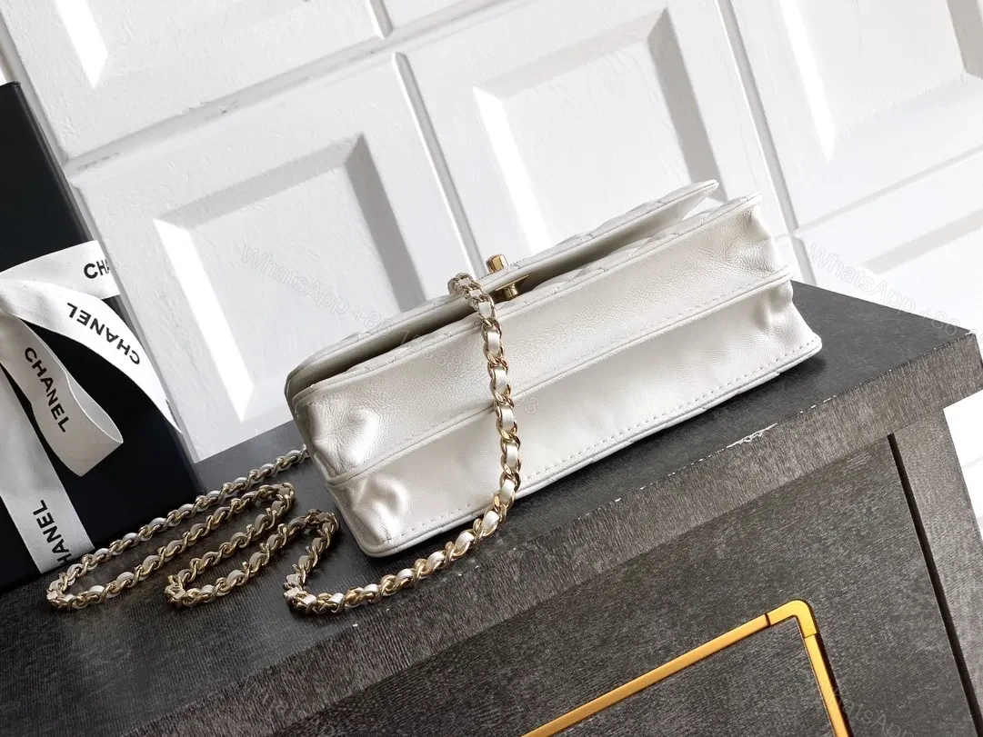 View 3 of Quilted Calfskin Flap Bag with Gold Chain Handle