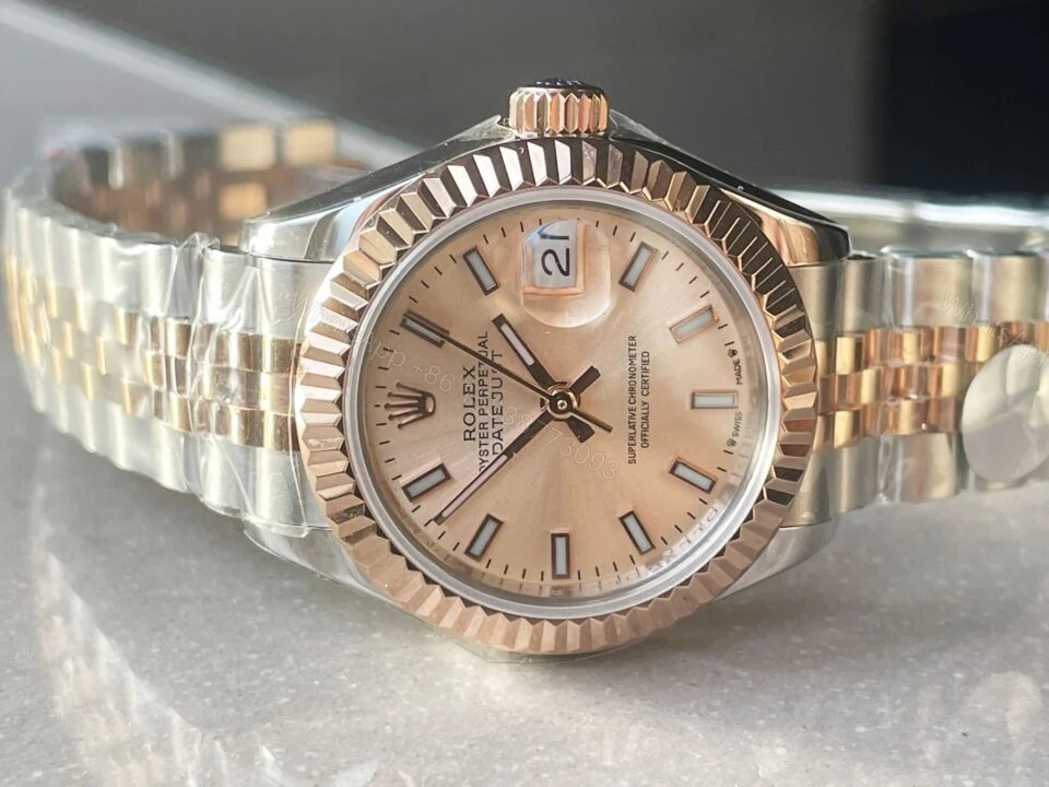 View 5 of Rolex Datejust 28mm 904L RG/SS Champagne Dial A2671