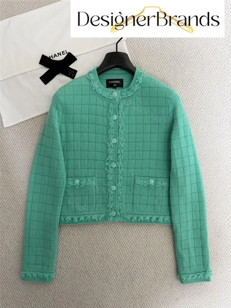 View 4 of Mint Grid-Texture Tweed Jacket: Modern Color Pop, Fringe Detail
