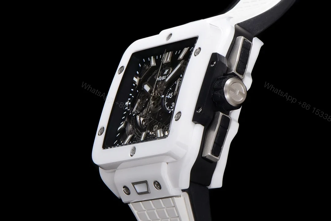 View 6 of Hublot Square Bang Unico Replica 42MM Premium White Ceramic Rubber Strap Edition RG-HUBLOT-SQUARE-WHITE-42