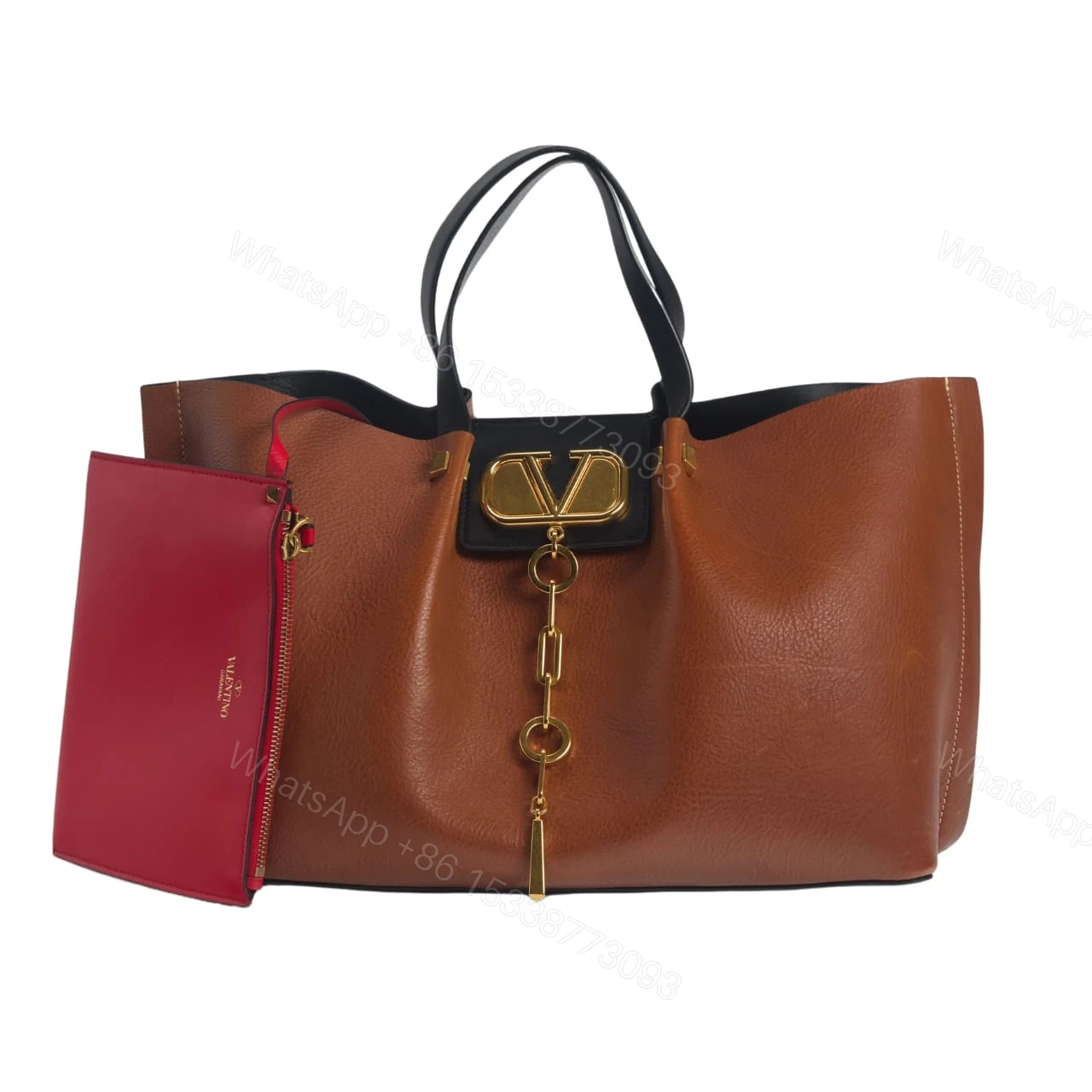 VALENTINO GARAVANI LARGE VLOGO ESCAPE SHOPPER TOTE BROWN 41CM — view 1