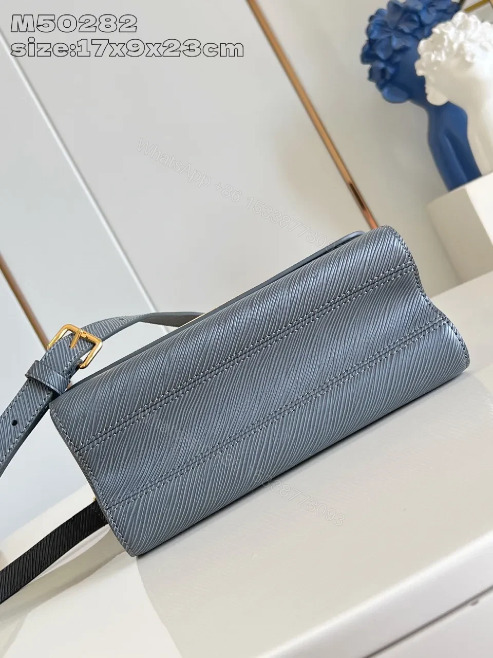 View 3 of Chic Saffiano Shoulder Bag with Gold Accent - Luxury Everyday