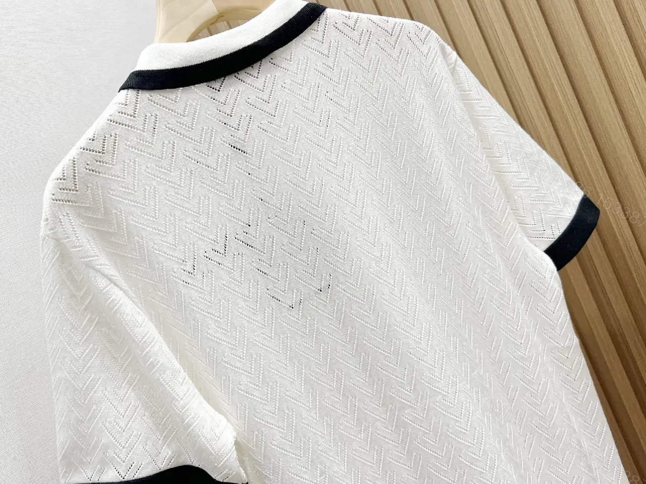 View 11 of White Knit Polo Cotton Classic Louis Vuitton Logo Polo Shirt