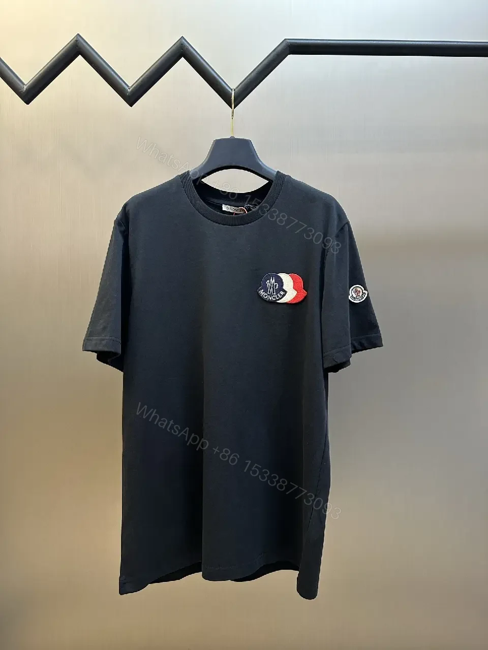 Relaxed Luxury Patch Tee - Cotton Blend, Subtle Branding, Casual/Smart-casual — view 1