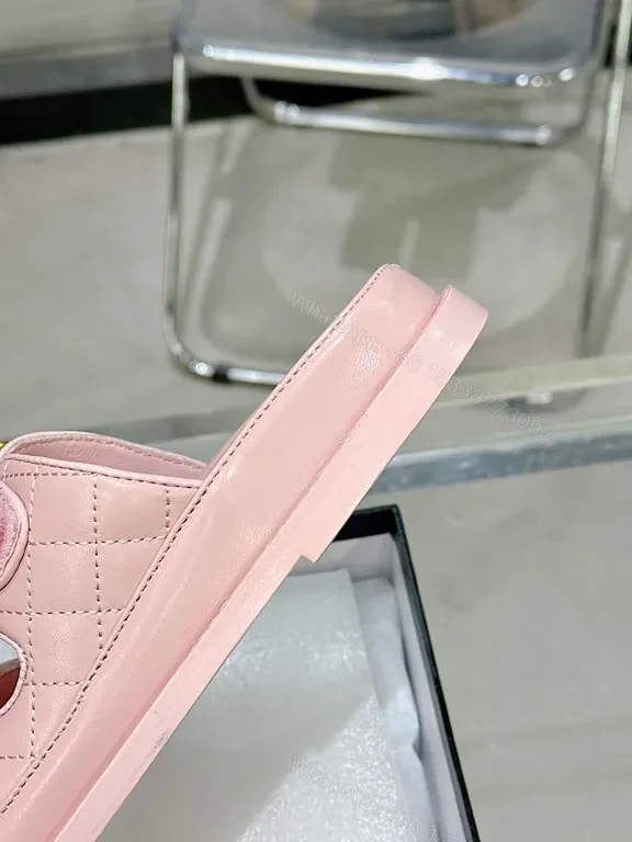View 5 of Chanel-Inspired Pink Leather Slides â€” Luxury Comfort