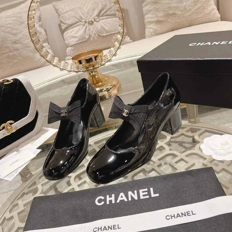 View 6 of Chanel-Inspired Black Patent Bow Loafers â€“ Signature Comfort