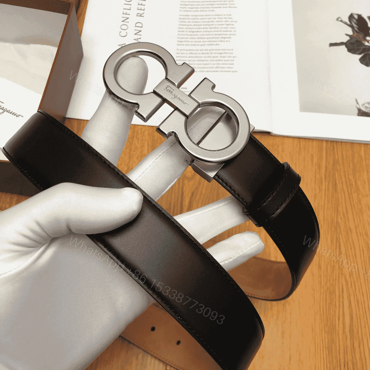 View 6 of SALVATORE FERRAGAMO DOUBLE GANCIO BELT – B28