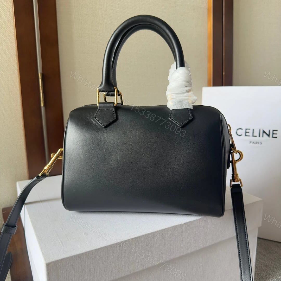 View 7 of CELINE SMALL BOSTON BAG IN SMOOTH CALFSKIN WITH CUIR TRIOMPHE BLACK