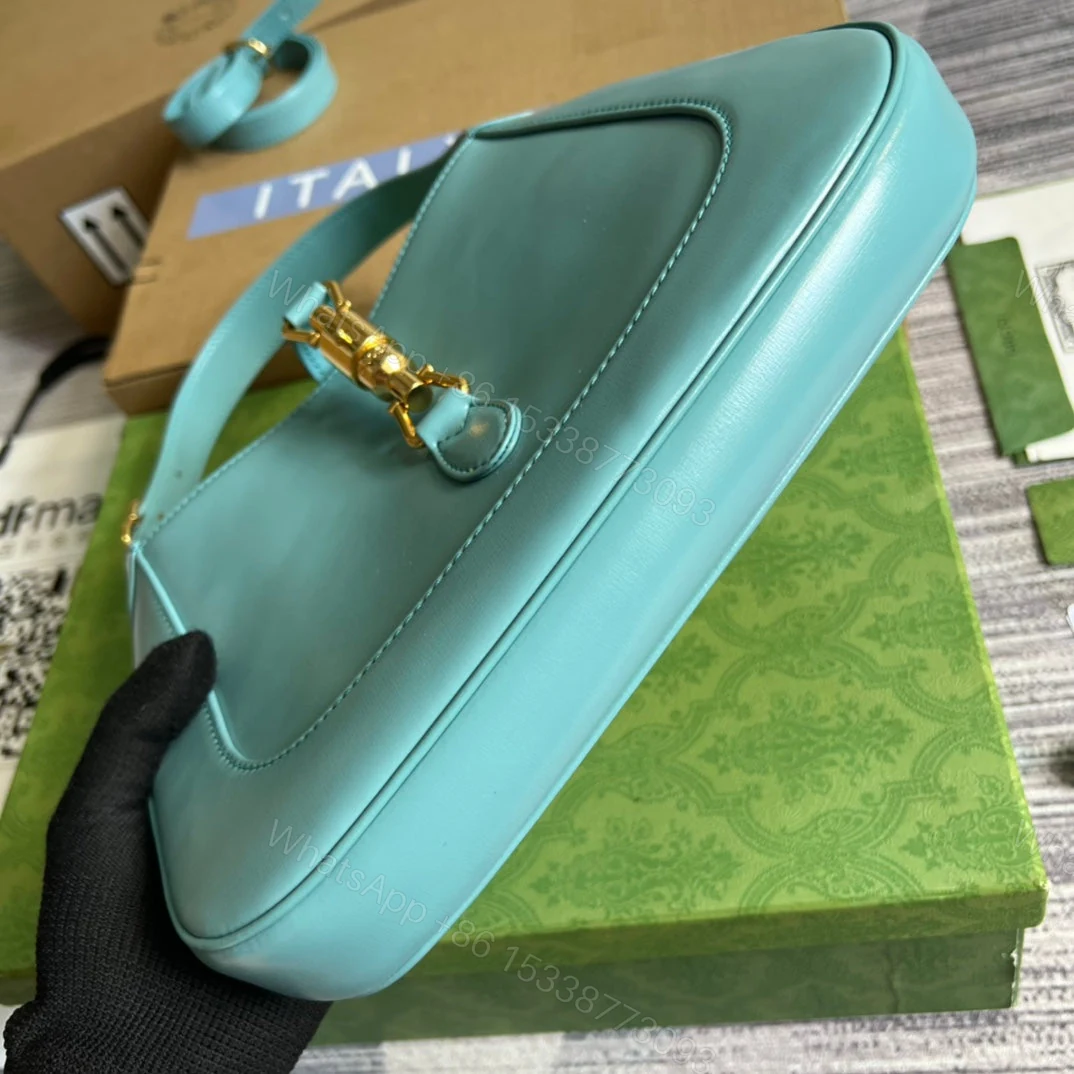 View 7 of GG JACKIE SMALL 28 SHOULDER BAG IN BLUE PASTEL CALFSKIN