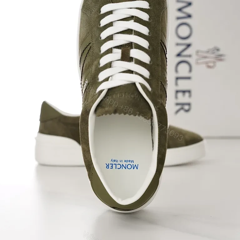 View 3 of Olive Suede Moncler Sneakers: City-Smart Luxury Comfort