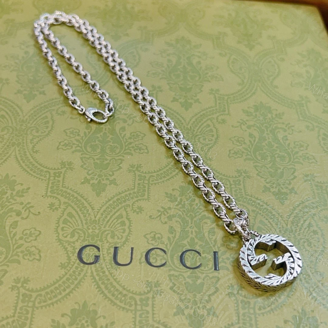 View 2 of GUCCI INTERLOCKING PENDANT NECKLACE SILVER ‎455307 J8400 0811