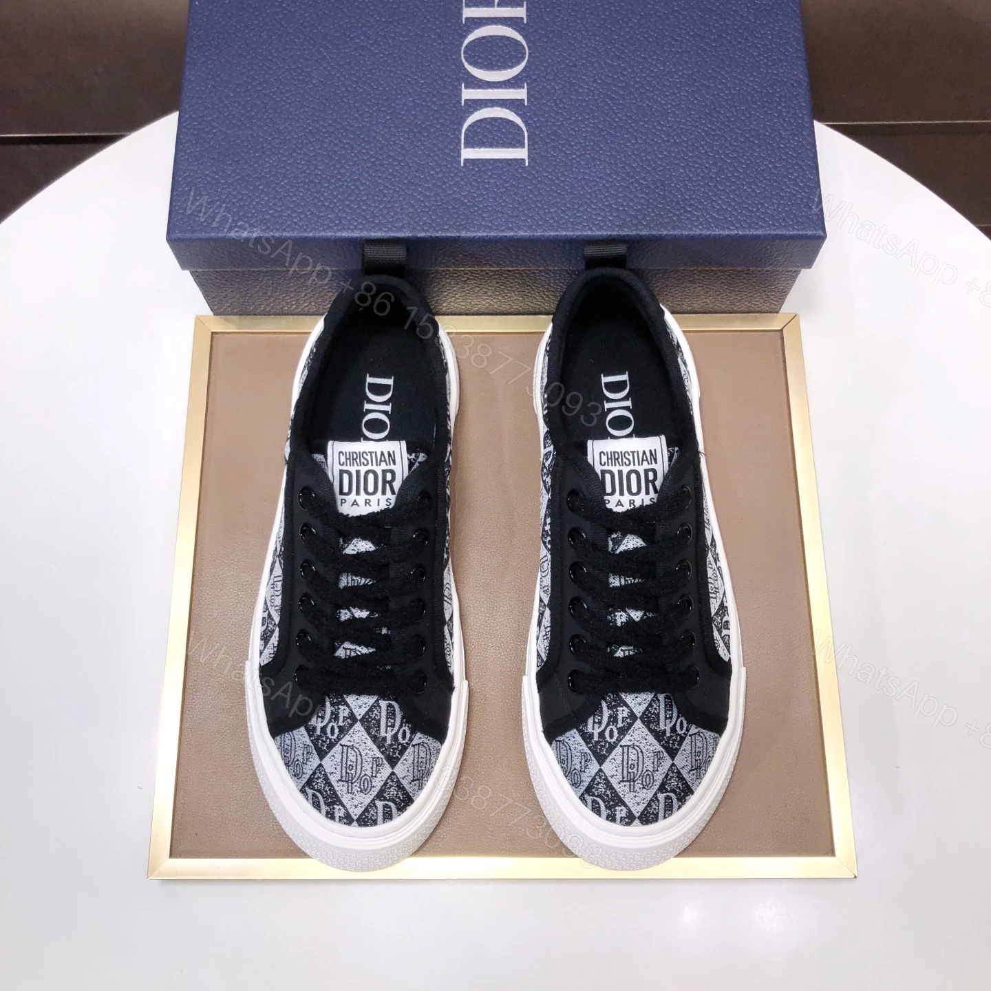 Dior 高仿黑白老花拼接低幫運動鞋 潮流百搭款 — view 1