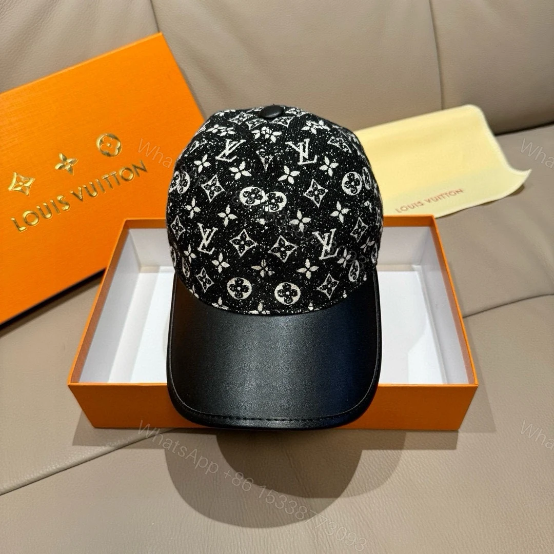 LV 高仿老花塗鴉帽 拼接皮革帽簷街頭設計款 — view 1