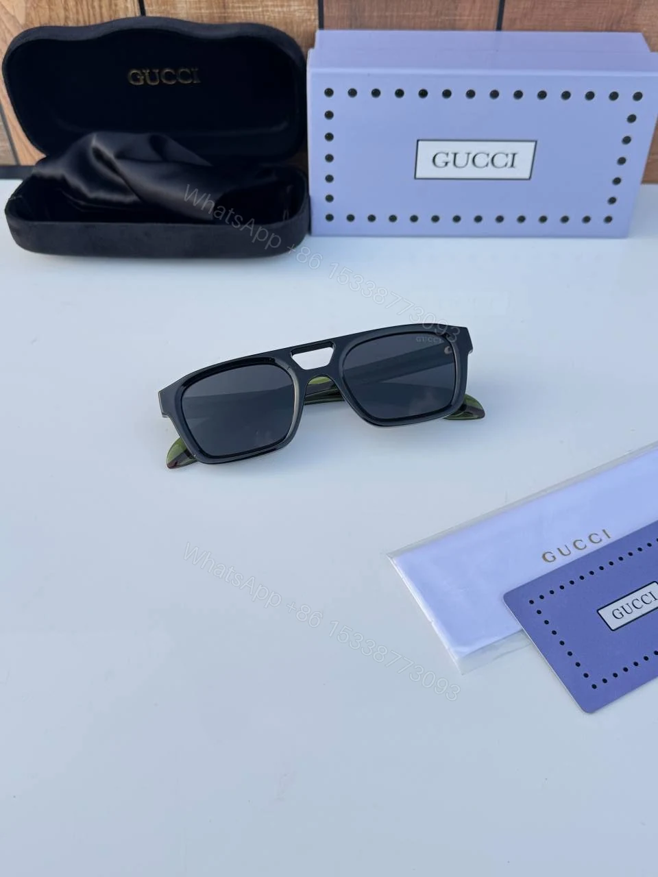 View 2 of First Copy Gucci 4951 Black Green Luxury Designer Sunglasses Premium UV Protection Eyewear