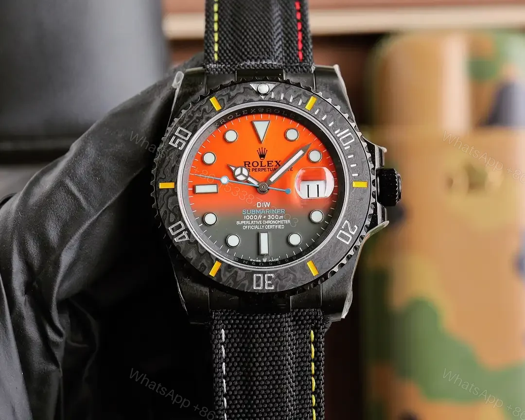 Best Rolex Submariner Sunlight Carbon replica 40MM Black Fabric Strap Edition RG-SUBMARINER-SUNLIGHT-CARBON-BLACK-40 — view 1