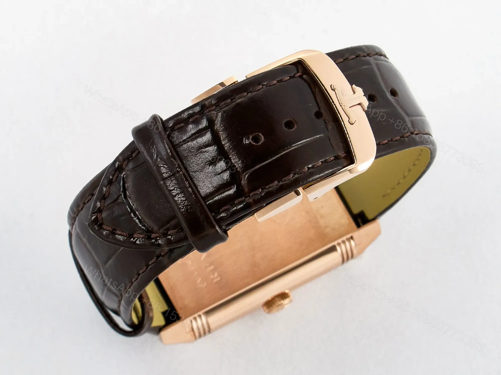 View 14 of Reverso Tribute Duoface Small Seconds RG MGF Best Edition White Spray Paint Dial on Black Leather Strap A854A