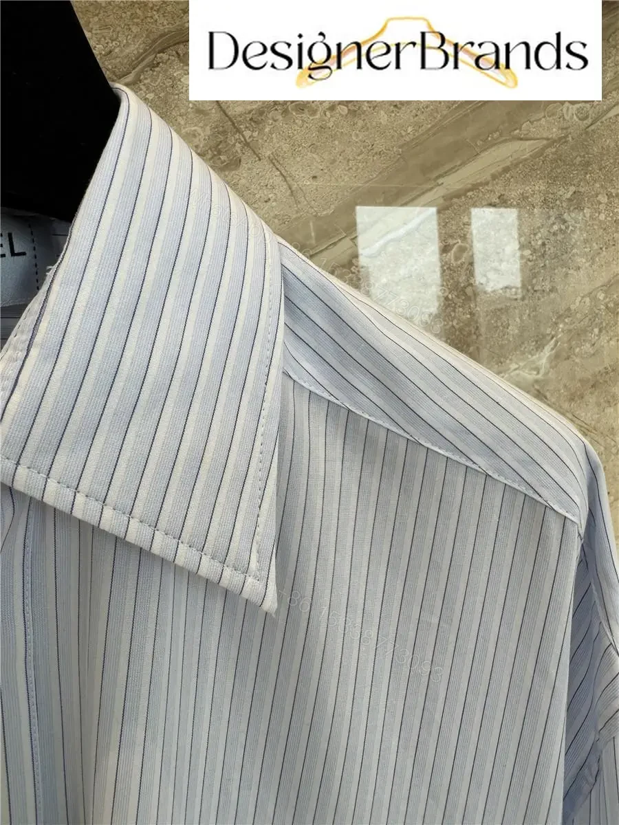 View 8 of Chanel Blue and White Striped Cotton Poplin Shirt