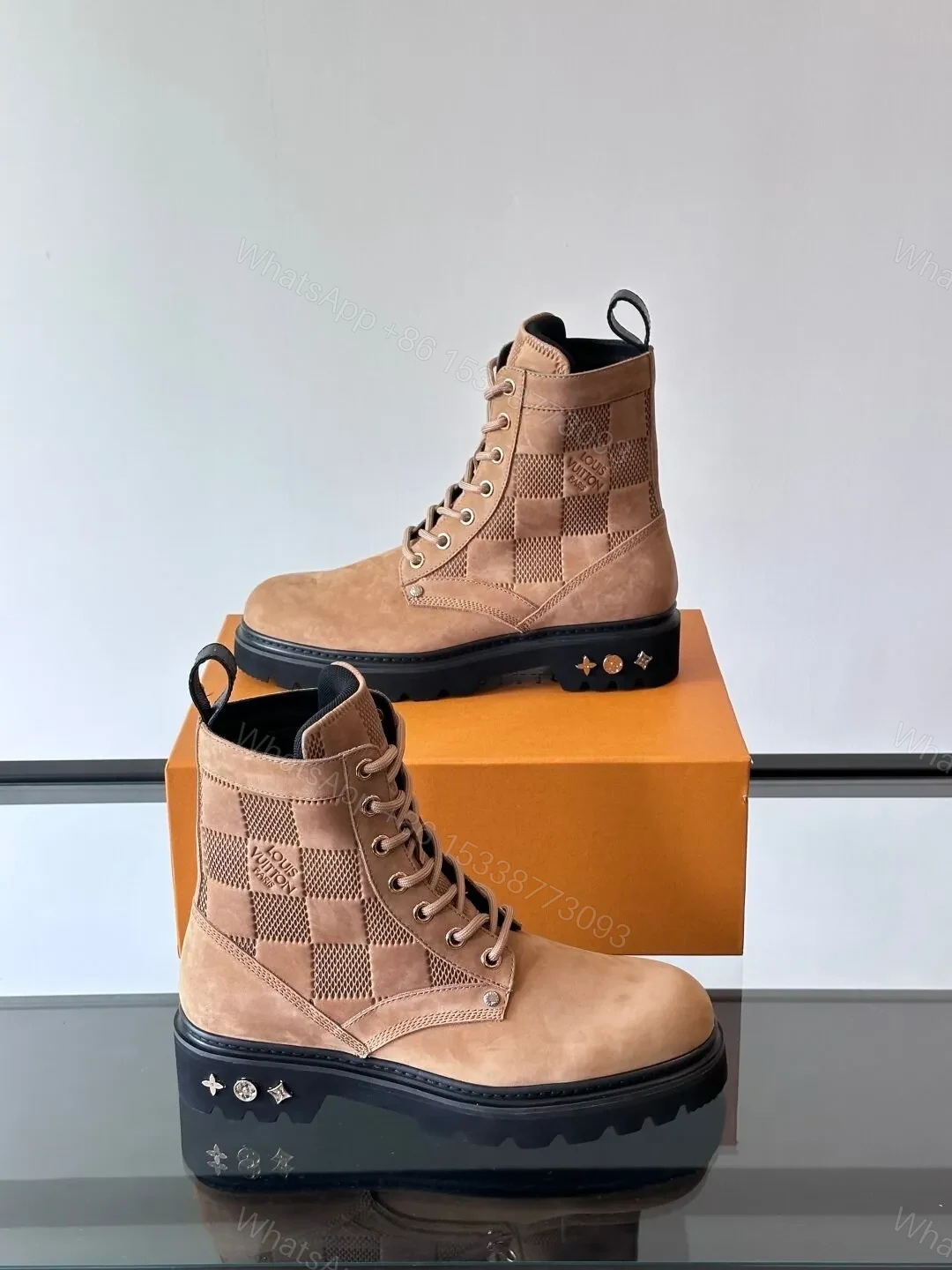 View 4 of LV Men Beige Nubuck Leather Boots
