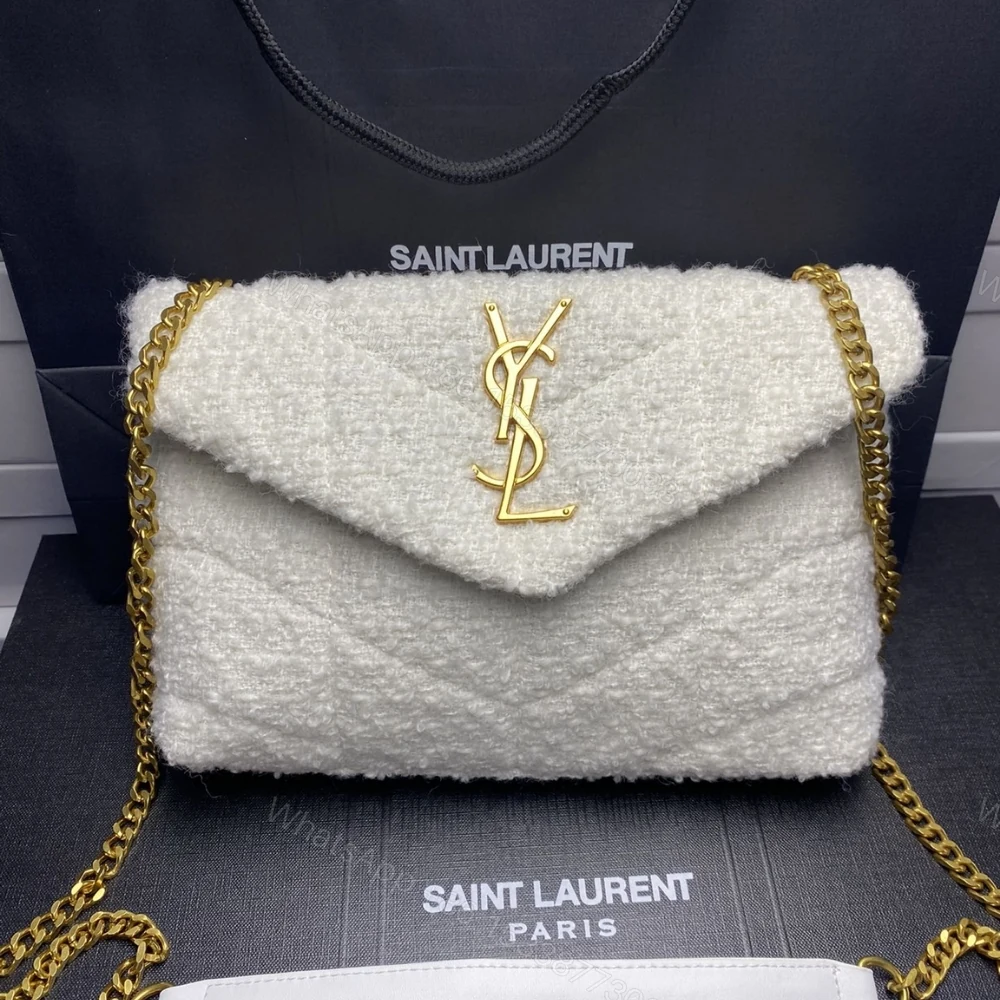 View 2 of Saint Laurent Small Loulou Boucle Bag White 23Cm