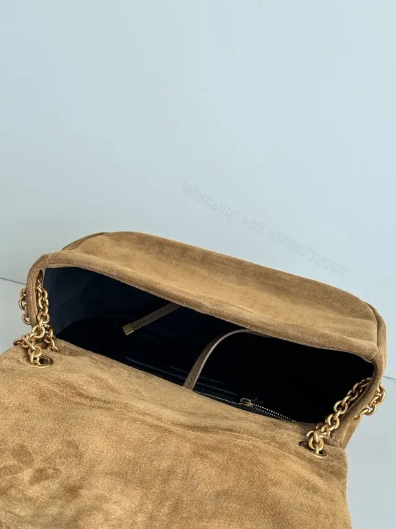 View 6 of Soft Suede Quilted Shoulder Bag Gold Chain â€” Everyday Luxe Bag