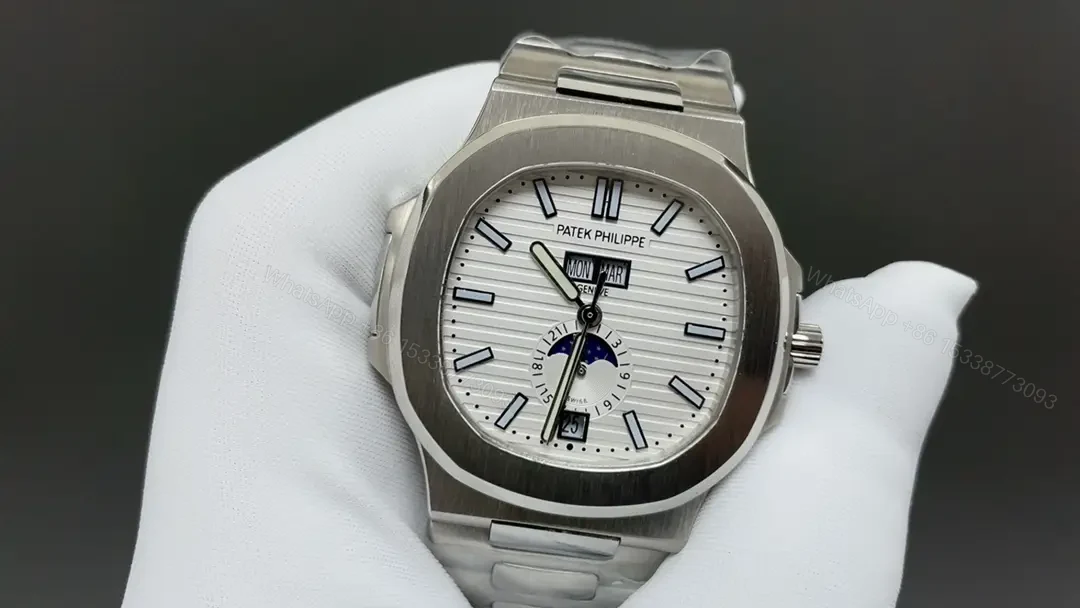 View 2 of Patek Philippe Super Clone Nautilus 5726/1A White Dial Stainless Steel Bracelet Premium 40MM PATEK-NAUT5726-WHT40-V1