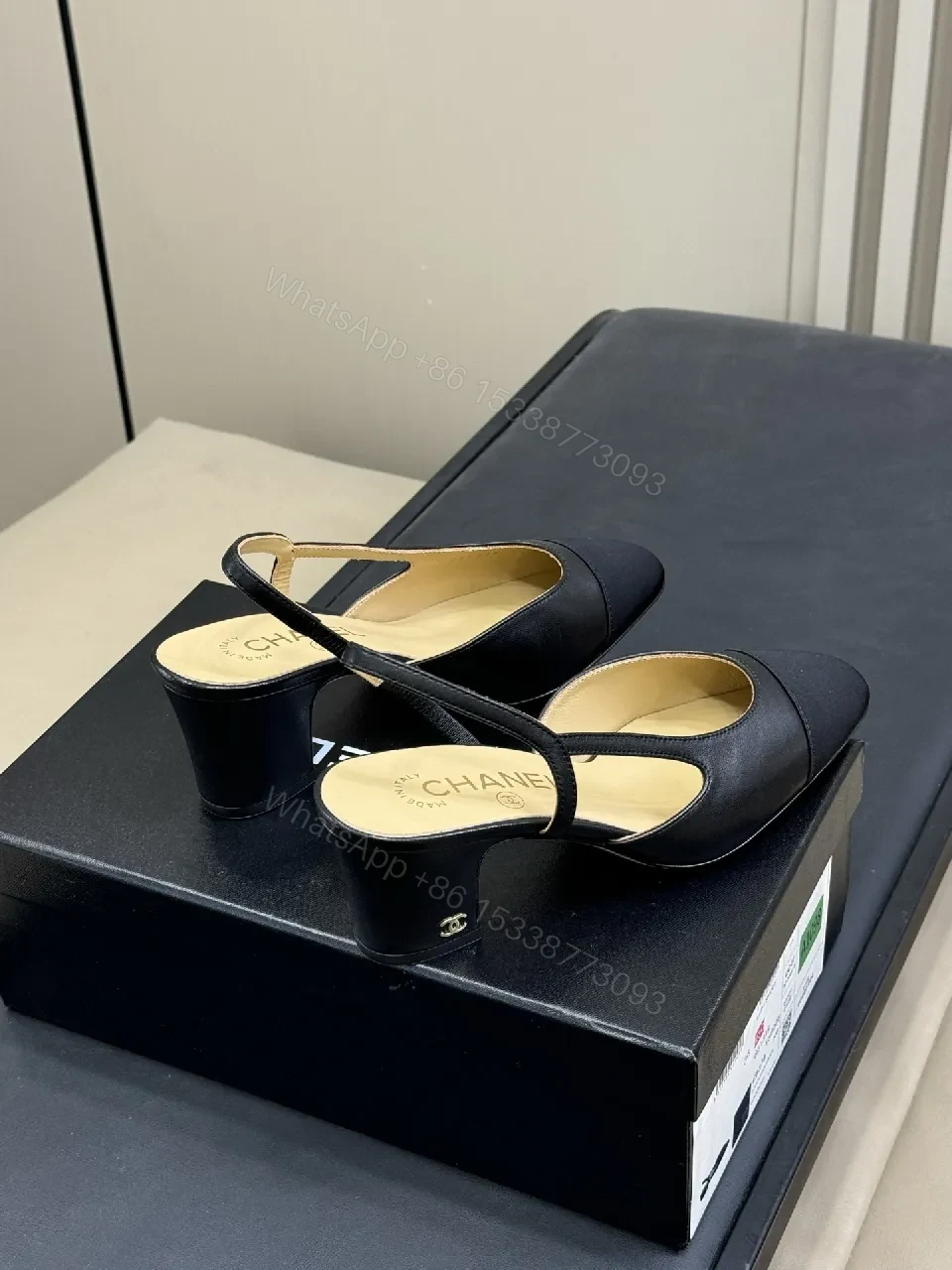 View 2 of Black Leather Slingbacks: Sleek Stiletto Heel, All-Day Comfort