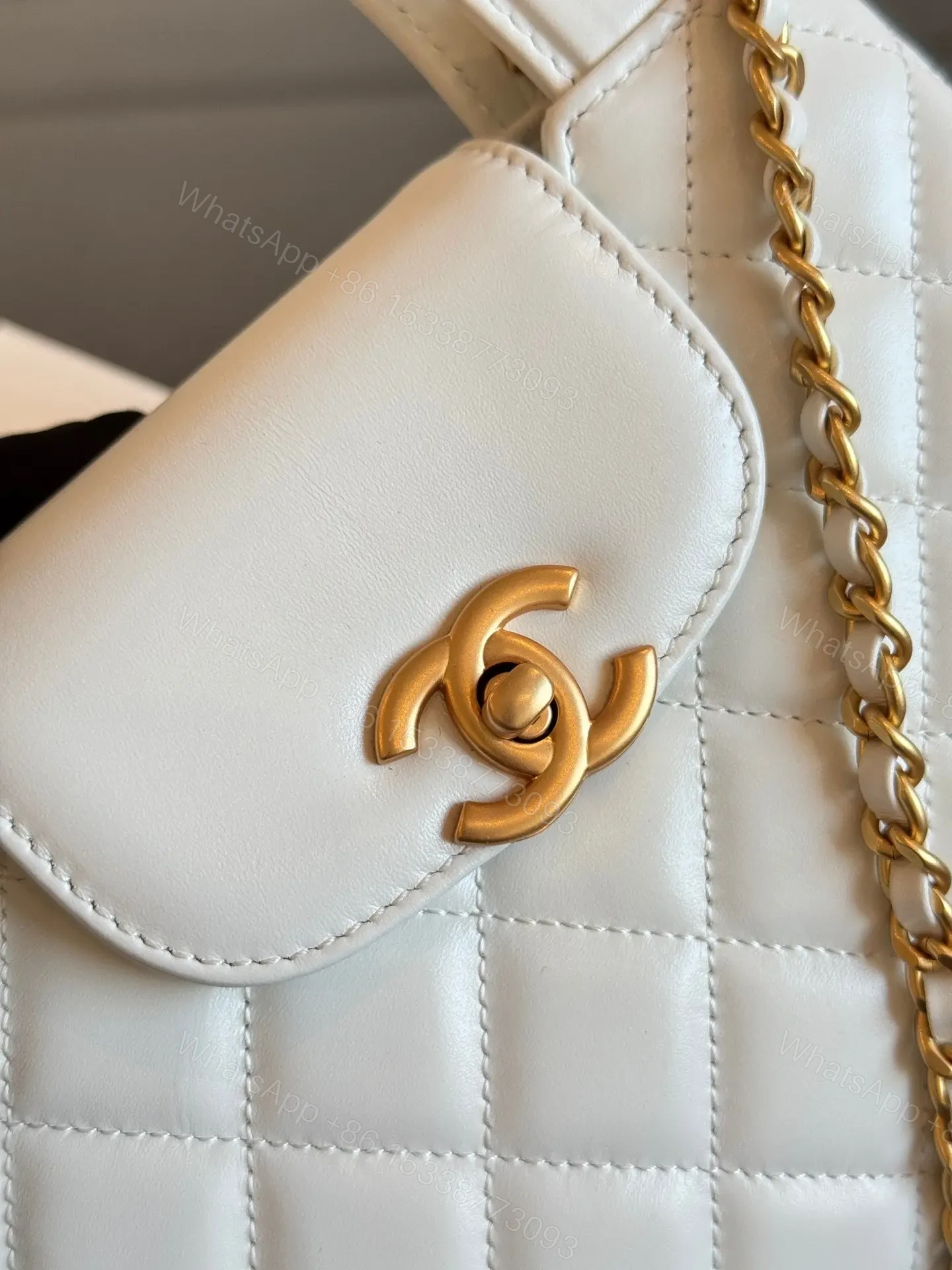 View 8 of CHANEL KELLY BAG 19 IN WHITE CALFSKIN GOLD HARDWARE