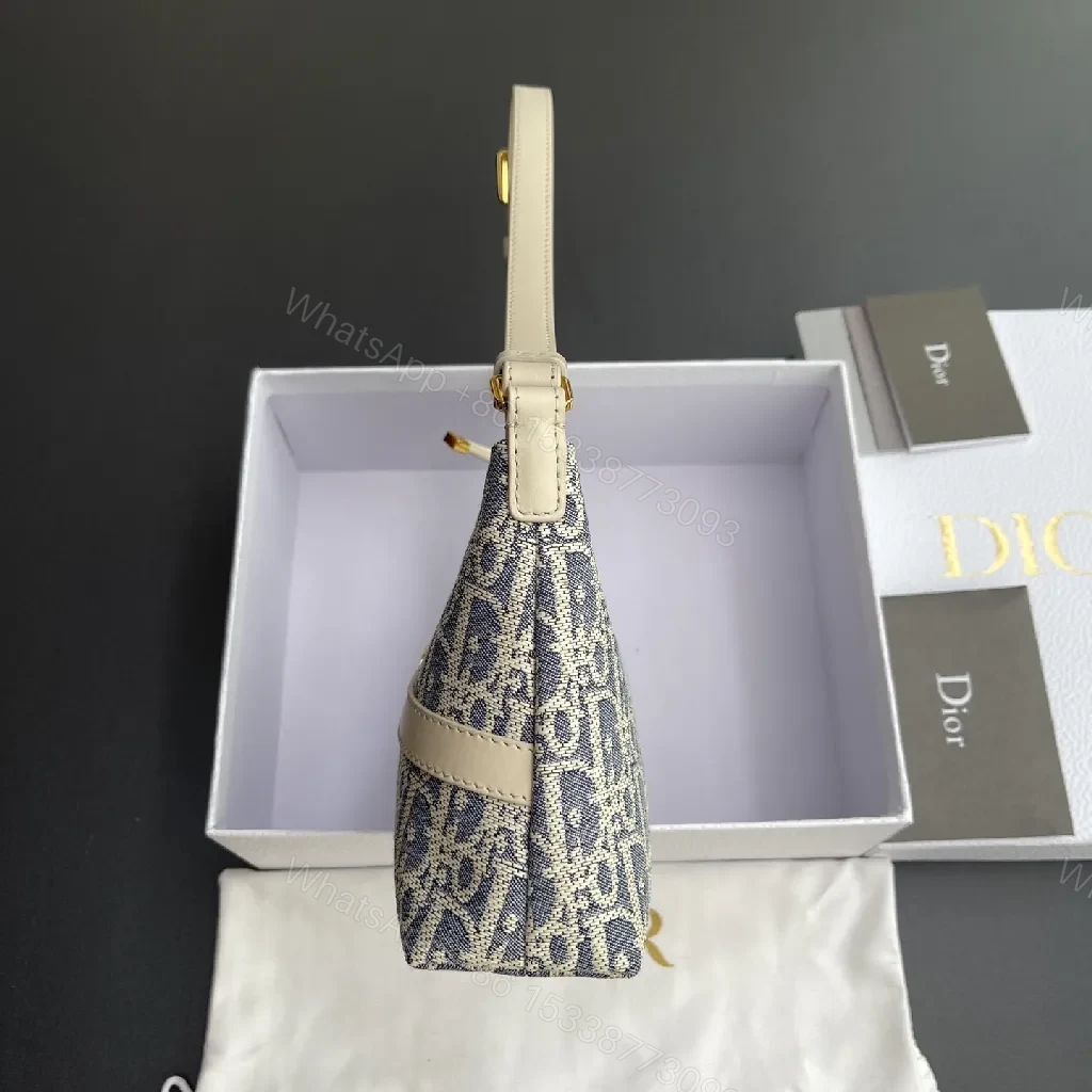 View 8 of Denim Jacquard Mini Bag with Gold-Accent Hardware