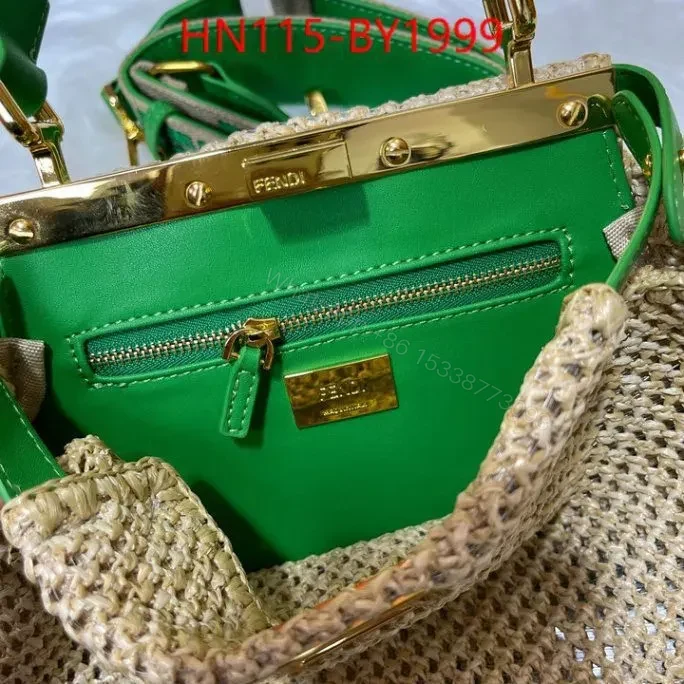 View 4 of Fendi Peekaboo Iconic Mini Bag BY1999 – Raffia and Leather