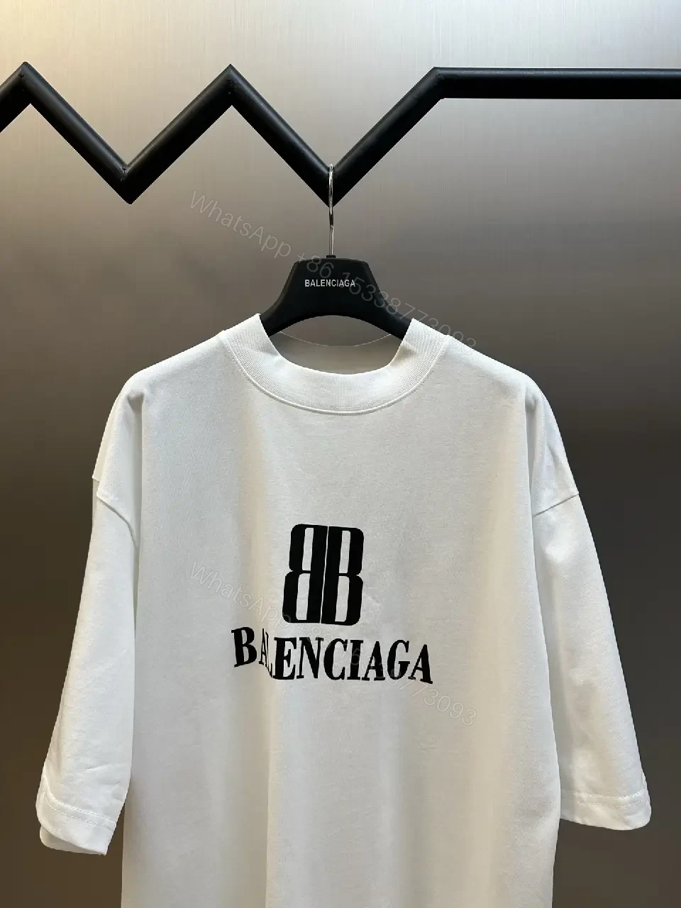 View 6 of Oversized Logo Tee: Bold Monogram in White Cotton-jersey