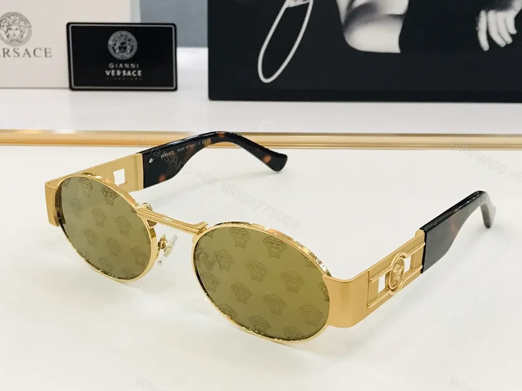 View 4 of Gold-Tone Round Sunglasses with Tort Match