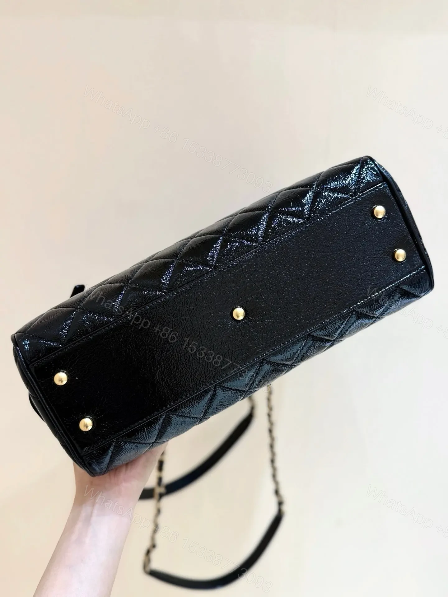 View 5 of Chanel 25K Bowling Bag in Black Caviar Leather Gold Hardware