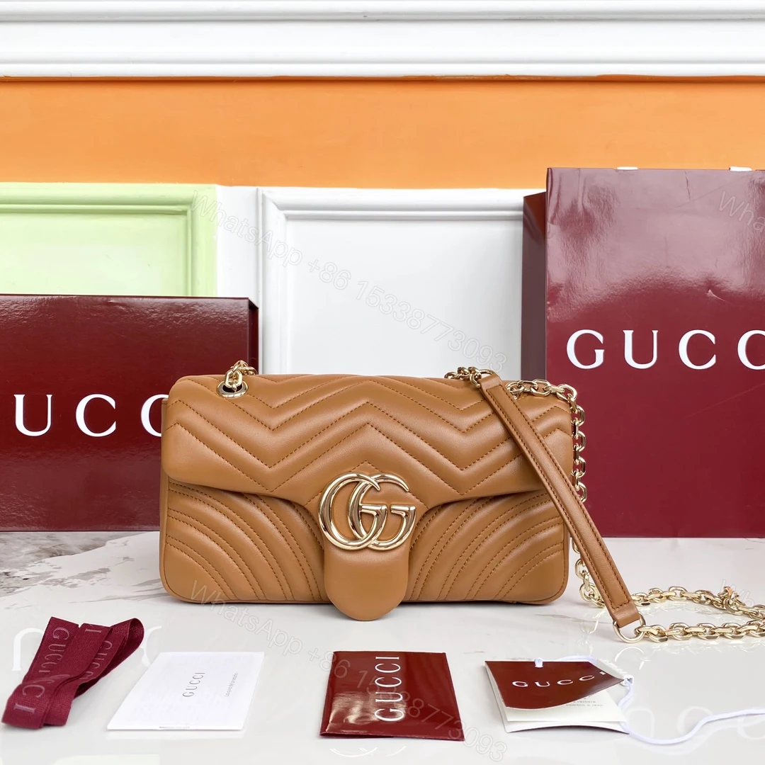 Gucci A貨GG Marmont焦糖色鏈條包 中型容量氣質款式 — view 1