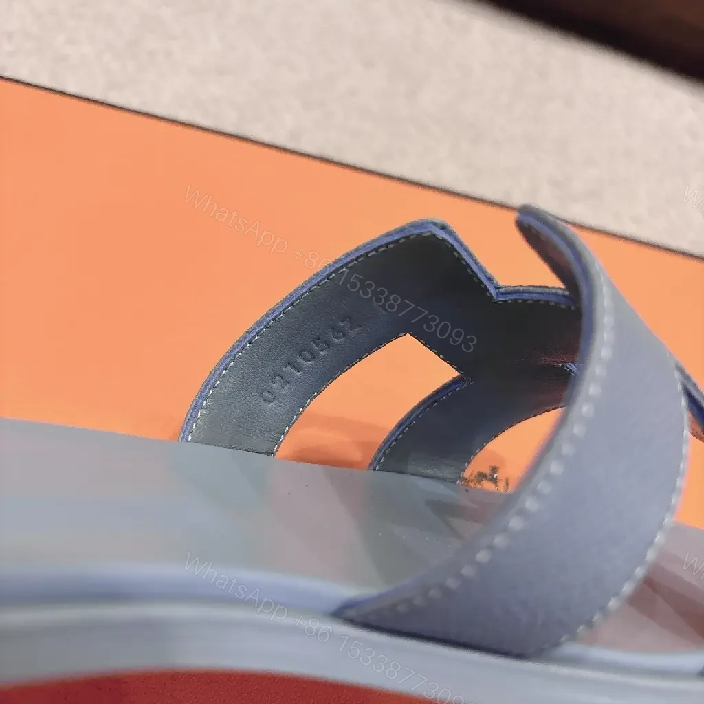 View 3 of Light-Blue Slide Sandals: Modern Comfort & Subtle Hardware