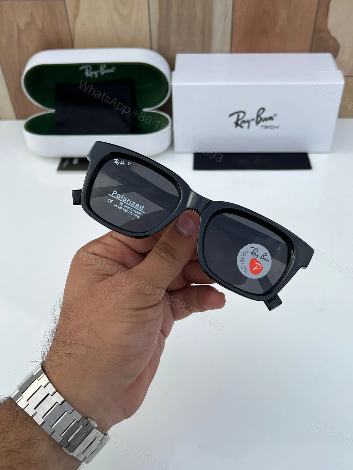 View 4 of Ray-Ban Wayfarer Tech Polarized Black