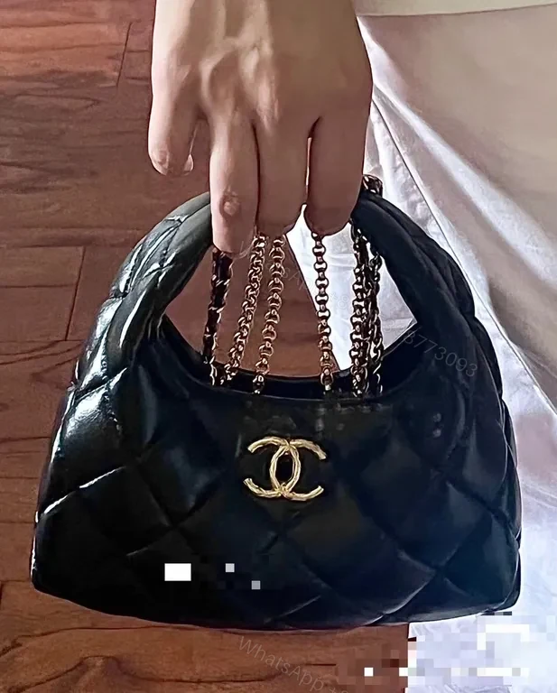View 5 of Chanel-Style Black Quilted Mini Bag with Chain Strap