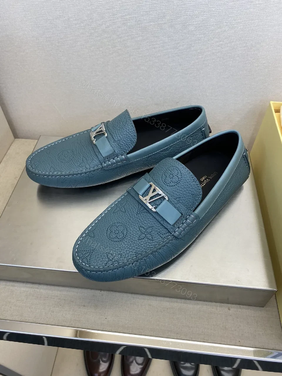 View 9 of Blue Textured Loafers - Luxe Comfort Footwear