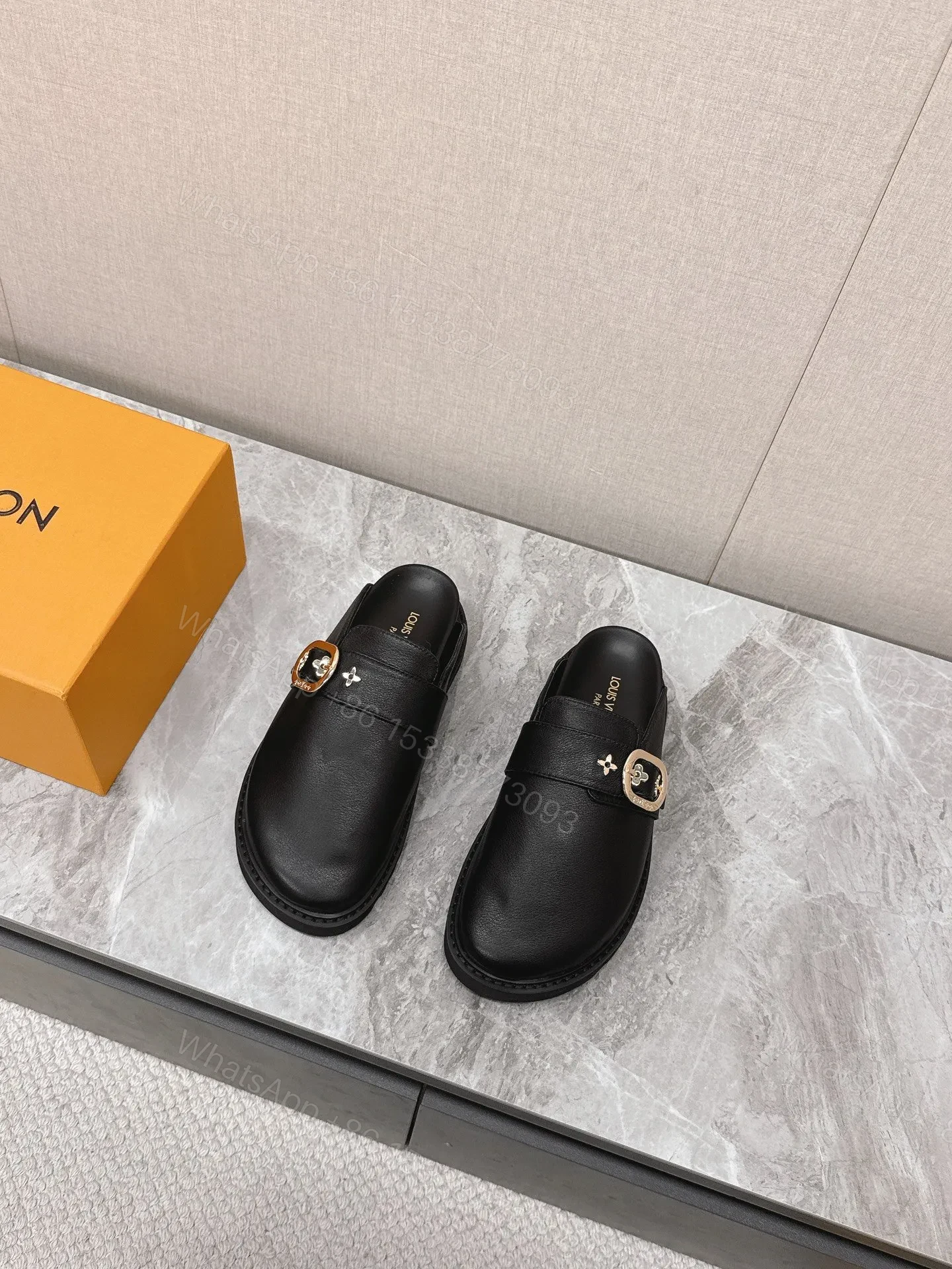 View 4 of LV Women Black Leather Mules