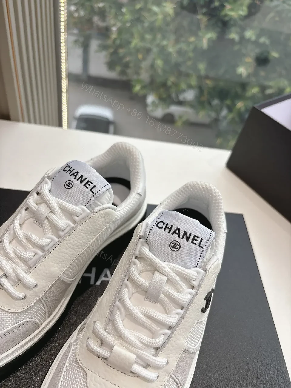 View 9 of White Luxe Sneaker: Premium Mesh, Classic Detailing, High-Top Style