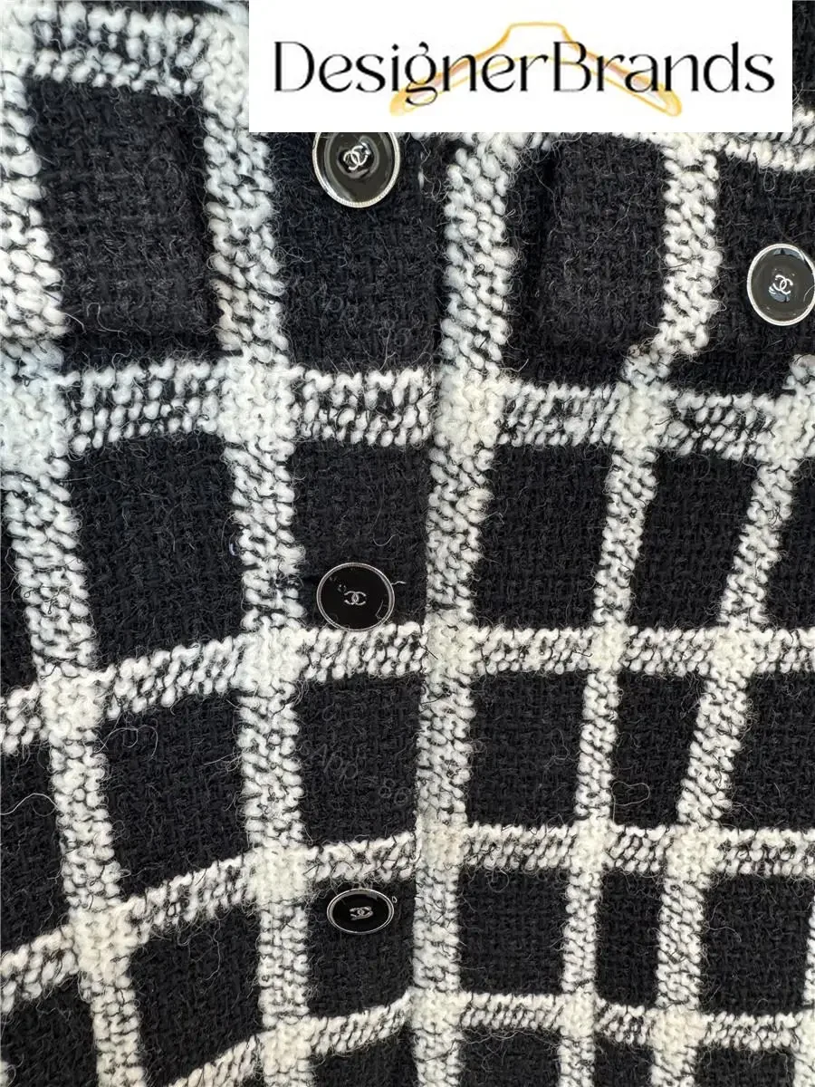 View 8 of Chanel Classic Black and White Plaid Tweed Jacket