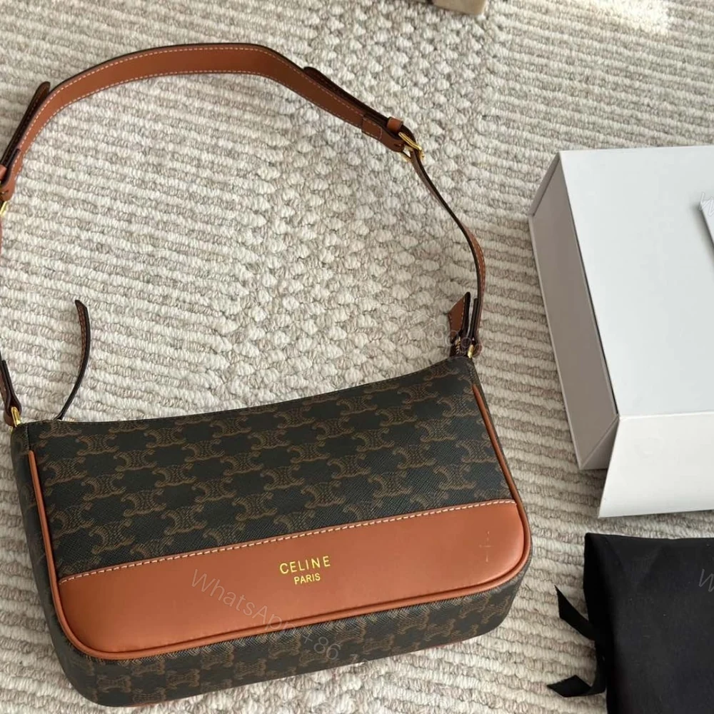 View 2 of CELINE SHOULDER BAG IN TRIOMPHE CANVAS TAN 25CM 119412BZJ 04LU