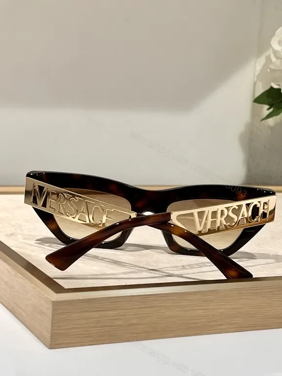 View 5 of Bold Red Frame Sunglasses with Gold Logo Temples, Versace Style