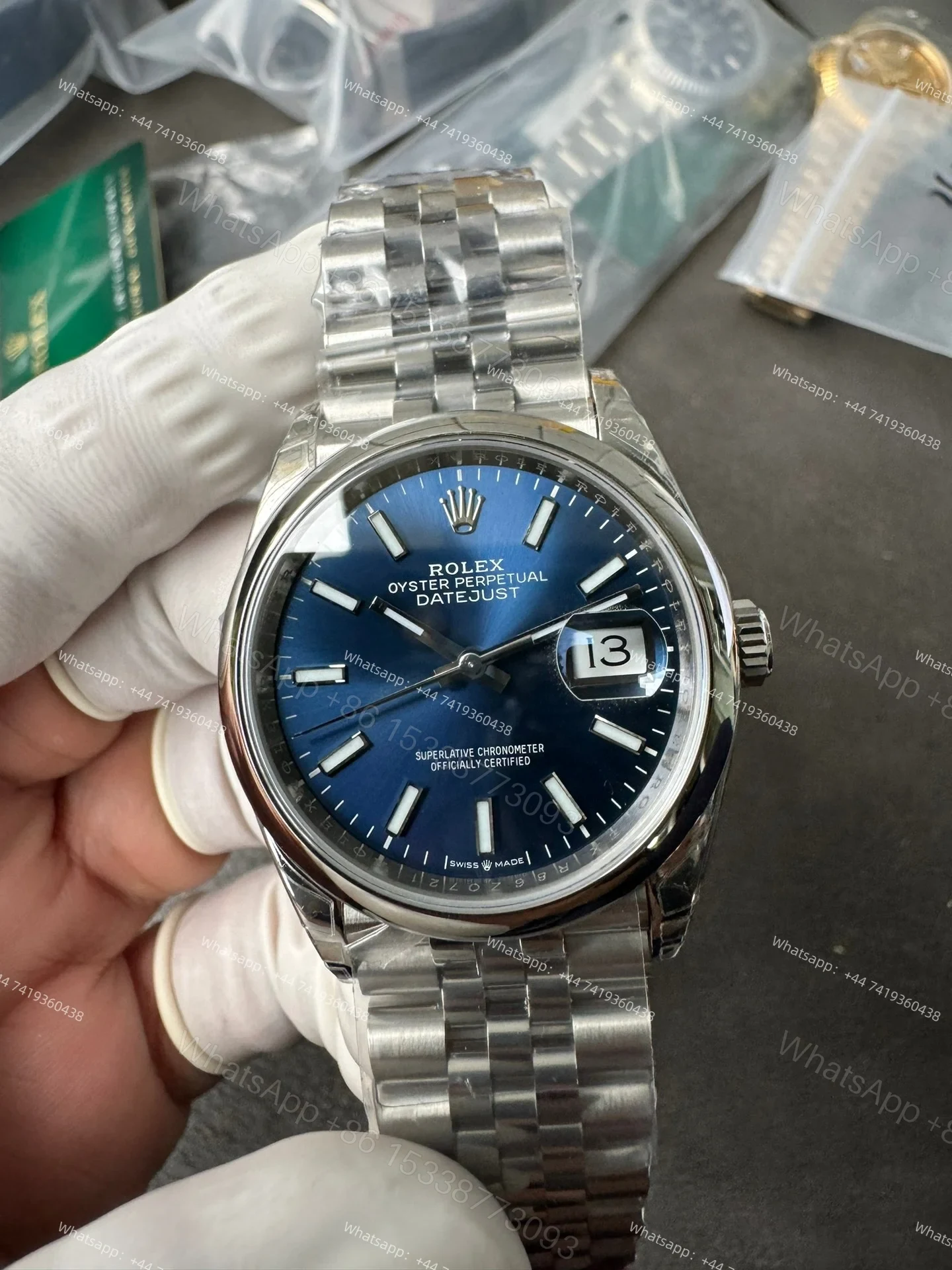 View 4 of Rolex Datejust M126200-0005 Blue Dial 1:1 Replica Jubilee 36MM 3235 Movement Super Clone Watch