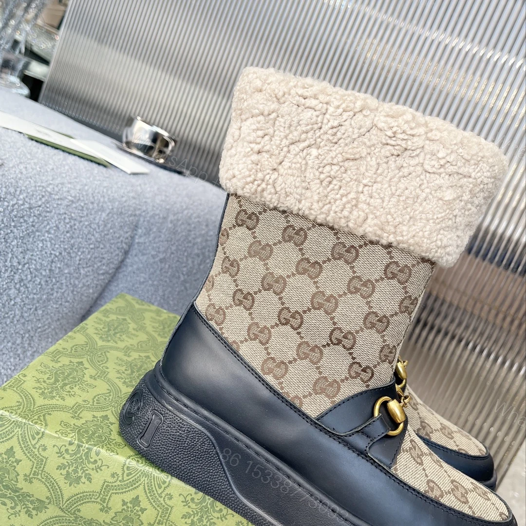 View 6 of GUCCI 1955 HORSEBIT SNOW BOOTS GG CANVAS IN BLACK